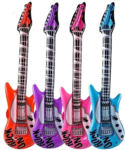 Guitar Inflates Jumbo | 40 Inch | Set of 4 | Colorful Inflatable Guitars