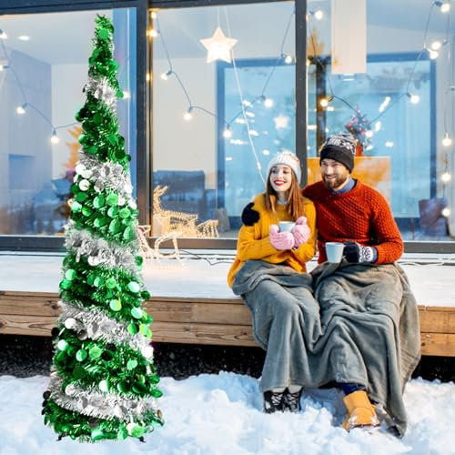 Künstlicher Weihnachtsbaum 150 cm, Deko Weihnachtsbaum künstlich, Pop-Up Künstlicher Christbaum, Tannenbaum mit Metallständer, PVC Christbaum für Weihnachten Dekoration Faltbare Ausführung (Grün)