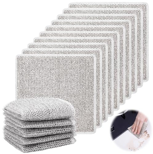 Zuimei 10 Pcs Multipurpose Wire Dishwashing Rags,Wire Cleaning Cloths Reusable Kitchen Cleaning Dish Towels Dish Cloths Lint Free Duster Cloth Non-Scratch Dishcloth for Kitchen