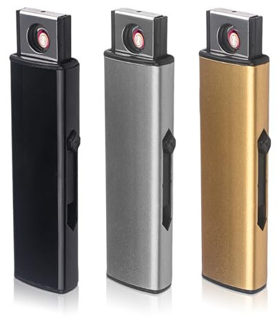 Sporgo 3 mecheros electrónicos – resistente al viento, conexión USB, encendido de doble cara, sin llama, arco eléctrico para velas (sin gas)