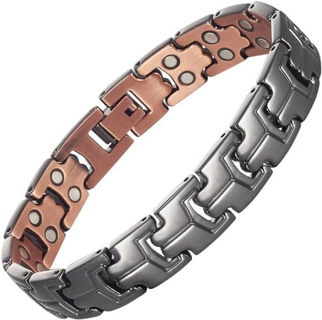YINOX Superstarkes magnetisches Kupferarmband für Herren, klassisches zweireihiges magnetisches Kupferarmband, enthält 32 NdFeB-Magnete und eine hochwertige Geschenkbox (19 cm) (B)