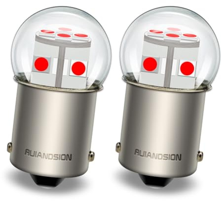 Ruiandsion - Lote de 2 bombillas LED BA15S P21W 1156 6V-30V 6V 12V 24V Rojo 3030 12SMD para luces de freno, trasero/parada, estacionamiento, interior de autocaravana, sin polaridad