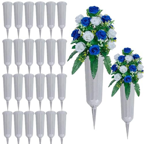 24 Pack Cemetery Vases for Grave Cemetery Vases with Spikes Flower Holder for Cemetery Cemetary Vase Grave Flower Holder Grave Flower Holder for Cemetery