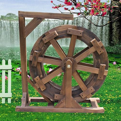 Fuente de madera para exteriores, rueda de agua, cascada, ruedas de madera, para interiores, jardín, vintage, rústico, ornamental, estanque, balcón decorativo para patio, porche, Y (tamaño: diámetro