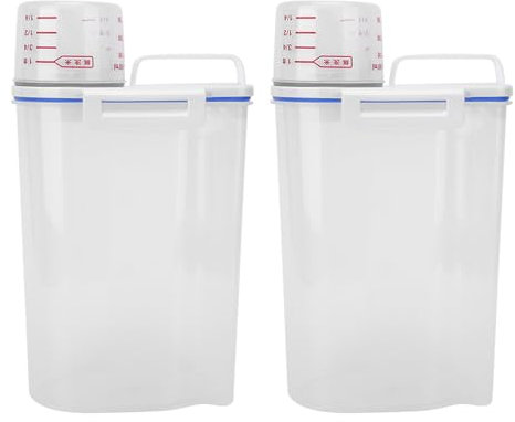 Gsycle 2 recipientes de almacenamiento de alimentos secos, dispensador de alimentos de plástico, contenedor de arroz, contenedor de harina, dispensador de aperitivos con boquilla de vertido y taza