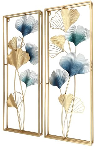 Gingko - Scultura da parete in metallo 3D, decorazione moderna da parete, decorazione da parete in oro, decorazione da parete in metallo, decorazione da parete, grande