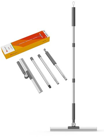 Ibergrif M34103 Escobilla de Goma de 42cm para Suelos, Escoba de Goma con Mango Ajustable(113cm), Limpia Cristales, para Suelo, Ducha, Azulejos, Cocina, Patio, Jardín