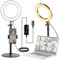NEEWER 8 18W Aro Luz Escritorio para Móvil, 2900-7000K Bicolor 1380lux/0,5m CRI95+/TLCI97+ 12 Efectos Luz Selfies con Tipo C Soporte Teléfono y Control Remoto para Zoom Call/Youtube/TikTok Vlog,RH8B