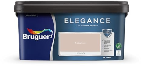 Bruguer ELEGANCE Pintura Monocapa ExtraMate, Paredes y Techos, Interior, Exterior protegido, Alta Durabilidad, UltraLavable, Resistente al Desgaste y Manchas Rosa Antiguo 4L