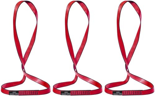 KINGTLE 18MM Nylon Climbing Sling Runner - 23KN CE2008/EN566 Certified Webbing Straps for Rock Climbing, Rappelling, Hammock Rigging & Yoga Swing (Red-3pcs, 60cm)