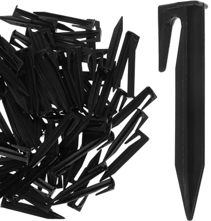 ULDIGI Estacas para Tienda de Campaña 100 Unidades Negras de Plástico PP Resistentes, Clavijas de Tierra para Camping, Senderismo y Jardín, Anclaje Seguro para Marquesinas y Césped