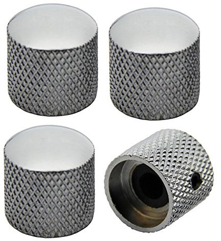 Musiclily Metrisch Gitarren Potiknöpfe Metall Knöpfe Dome Knobs mit Madenschraube für E-Gitarre Bass, Chrom(4 Stück)