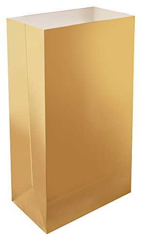 LumaBase Paper Luminaria Bags, Gold - Set of 24