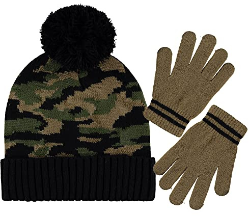 Polar Wear Boys Animal Glove Sets 1 Ply Knit w / Fleece Lining Hat, Green (1739), One Size