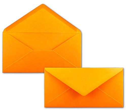 25 Brief-Umschläge Orange DIN Lang - 110 x 220 mm (11 x 22 cm) - Nassklebung ohne Fenster - Ideal für Einladungs-Karten - Serie FarbenFroh