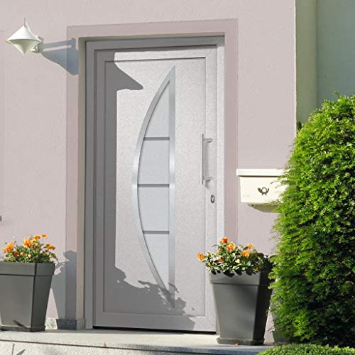 vidaXL Porta di Ingresso con Accessori Sicurezza Eleganza Entrata Casa Edifici Soglia Alluminio Rinforzi e Anima in Acciaio Bianca 108x200 cm