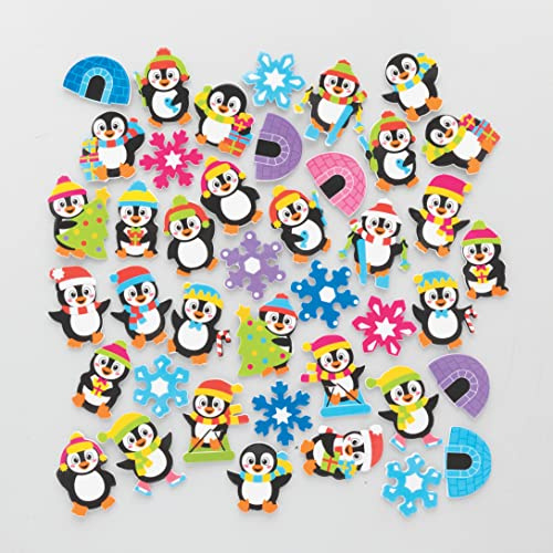 Baker Ross FC249 Adesivi in Gommapiuma Pinguino - Confezione da 200, Adesivi per Bambini, Ideali per Progetti Artistici e Artigianali, Ottimi per Creare Biglietti di Auguri e Album di Ricordi