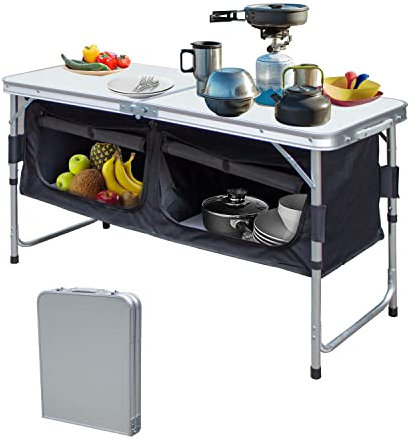 Cecaylie Alu Campingküche,Campingschrank,Outdoor Camping Küche mit Tragetasche,Zeltschrank für Picknick