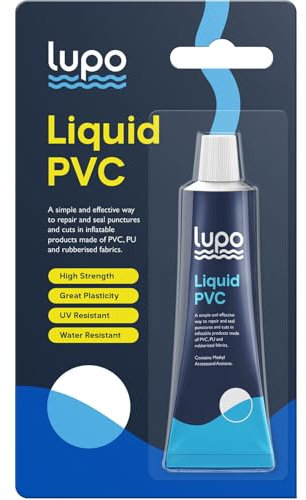 LUPO Inflatable Puncture Repair Kit | Universal Puncture Repair Glue For Inflatable Pools, Hot Tubs, Boats, Kayaks, Canoes, Air Beds & More | Liquid Rubber Repair Patch | Ultimate Strength PVC Glue