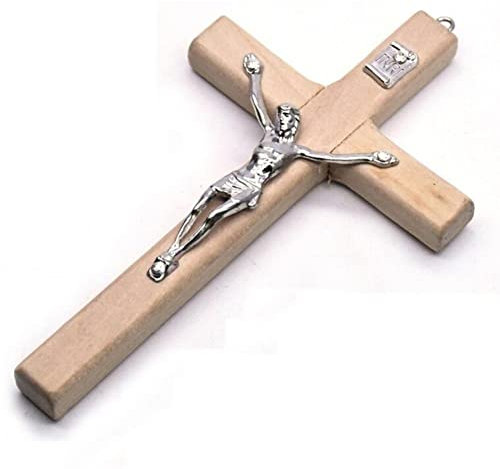 Luxylei Holzwandkreuz Jesus Katholische Handgefertigte Plaque Wandkreuz Hängende Wandkruzifix Loch Für Home Church Wanddekoration