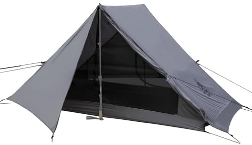 OneTigris HILLRIDGE Backpacking Tent, Waterproof Windproof 2 Person Tent, 20D SIL-Coated Nylon, Single Layer, Ultralight 3 Season Tent for Camping Hiking Canoeing Travel (Wolf Gray)