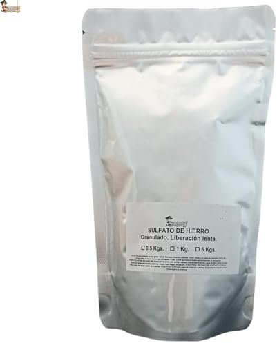 BricoLoco.com Hierro para plantas. ¡¡¡ 1 KG. !!! Sulfato de hierro granulado reverdeciente para plantas, árboles cítricos, frutales, limonero. Abono hierro contra clorosis férrica. (1 kg., 1)