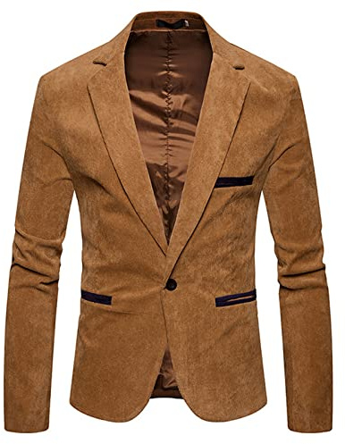 Veste en velours côtelé pour homme - Style décontracté - Style sportif - Marron - Élégante veste en velours côtelé - Veste moderne et sportive - Pour le quotidien et le travail, kaki, L