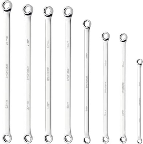 BINGCOBBER Set di chiavi inglesi, extra lunghe, set di chiavi ad anello lungo, 8 mm-24 mm