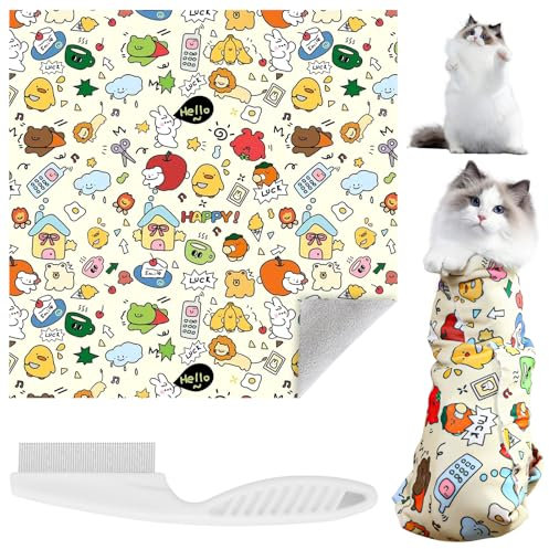 SPERMUOY Cat Grooming Wrap,Cat Wrap for Cutting Nails Katzenpflegetuch,Katzenfesseln zum Nagelknipsen mit Kamm,Selbsthaftend Katzenwickel zum Krallenschneiden(70 * 70cm)