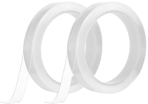 2 Rolls Curtain Rod Tape Transparent Drapery Ring Glide Tape Drapery Rods Ring Slide Tape Waterproof Shower Adhesive Strips Quiet Drapery Ring Glide Tape to Slide Smoothly and Quietly