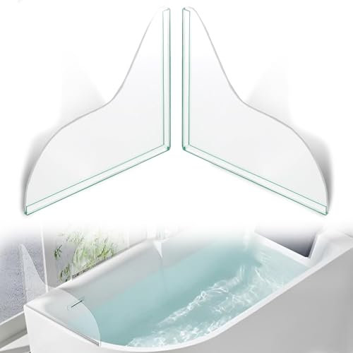REBUCINA 2 PCS Shower Splash Guard,Bath Splash Guard,Sink Water Splash Guard,Clear Bathtub Water Corner Splash Guard,Splash Guards,for Bathrooms Kitchen,Acrylic Self Adhesive