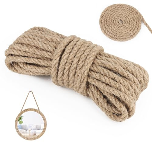 KILDOWS Corde de Jute, 10mm x 10m Naturel Ficelle de Jute Brune Corde de Chanvre Brut 10mm D'épaisseur Cordelette pour Bricolage Artisanat Jardinage Arbre à Chat Décoration de la Maison Emballage