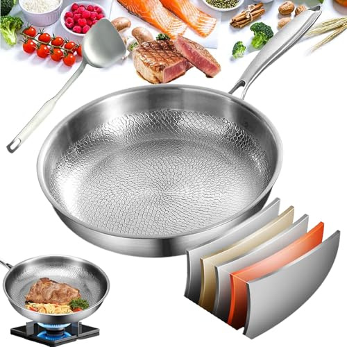 Qosigote Kovali Titan Bratpfanne, Kovali Titans-Premium-Pfanne, Titanium Pfanne Unbeschichtet, 26/28/30 Cm Titanium Hammered Pan Pro With Lid, Hitzebeständig (Ohne Abdeckung, 28 Cm)