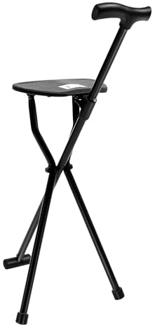 Folding Canes with Seat, Portable Walking Stick with Seat Board, Cane Chair Crutch Chair 22Inches Tall, Walking Cane for Elderly Convenience Sitting, 240lbs Capacity