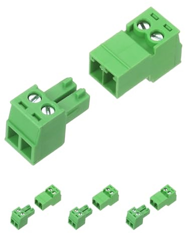 sourcing map 4 Set 2 Pin 3.81mm Pitch PCB Mount Screw Terminal Block Connector, Right Angle Pluggable Plugs for DIY Electronics Audio Power Modules 26-16AWG Cable