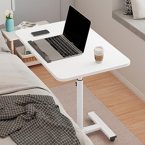 Escritorio plegable ajustable para laptop para sofá y cama, mesa inclinable con ruedas bloqueables, altura y ancho, estación de trabajo portátil ajustable para el hogar y la oficina