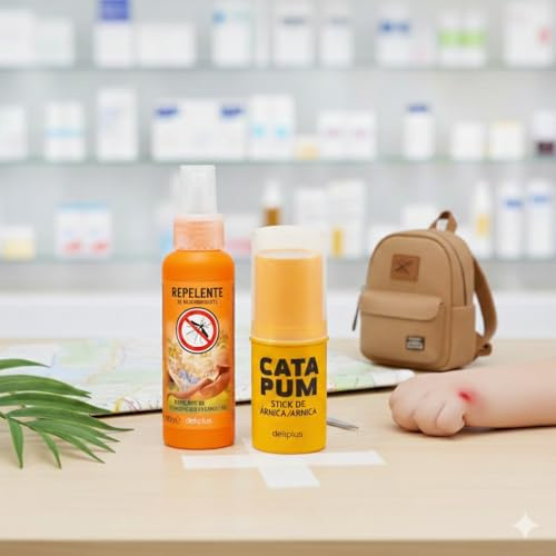 Pack Protección Infantil: Stick de Árnica Cata Pum (15ml) + Spray Repelente de Insectos – Alivio Inmediato para Golpes y Protección Eficaz contra Picaduras de Mosquitos.