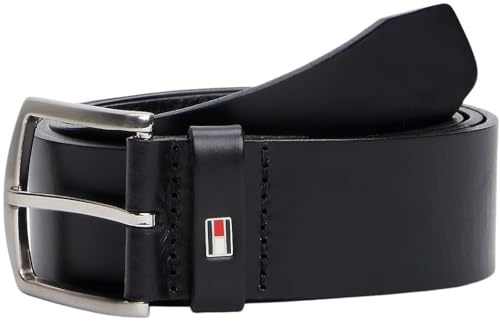 Tommy Hilfiger Ceinture Homme New Denton Belt 4.0 en Cuir, Noir (Black), 110 cm