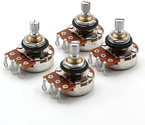 Bourns Set of Four (4X) 500K SHORT Split Shaft Audio Taper Low Friction Potentiometers