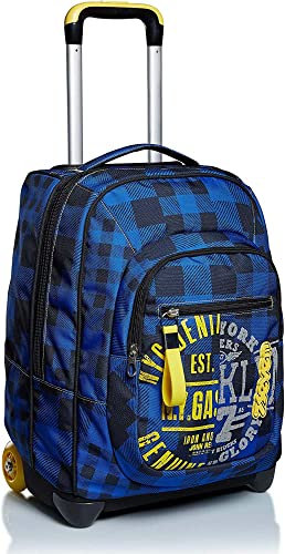 Seven TROLLEY, 2 in 1, Schulranzen mit Rollen, Rucksack mit Trolleyfunktion für Kinder, ab 1; Klasse, für Schule, Reisen, Mädchen&Jungen, blau