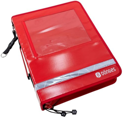 Dönges Dokumentenmappe Komfort, rot/weiss (Organizer Fahrtenbuch Ringbuch Schnellhefter Mappe Ringmappe Hefter Multiorganizer) Material: PVC Plane