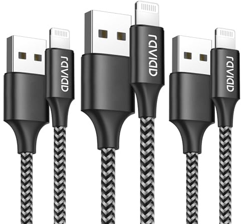 RAVIAD iPhone Charger Cable, Lightning Cable [3Pack 2M, MFi Certified] Nylon Braided Fast iPhone Charging Cable Lead for iPhone 14 13 12 11 Pro Max XR XS X 8 7 6s Plus 5s SE 2020