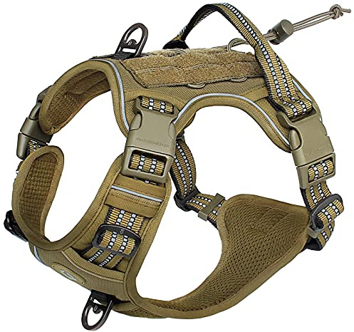 Harnais Tactique pour Chien, Harnais de Chien Anti Traction, Harnais Tactique Chien Respirant Réglable Facile à Mettre pour Moyen Grand Chien, Gilet Durable Réfléchissant, Matériel Militaire