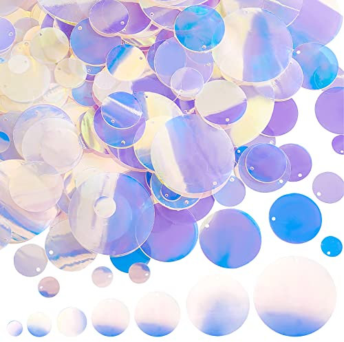 PH PandaHall 10-52mm Pailletten zum Basteln 7 Größen Lose Regenbogen Pailletten Transparente Verzierung Paillette Für Weihnachten Halloween Stickereien Braut Kunsthandwerk Schmuckherstellung 340 Stück
