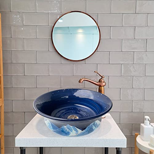 Night & Moon Navy Blue Washbasin, Master Bathroom Ceramic Vessel Sink, Countertop Basin, Bowl Sink, Guest Bath Renovation, Vanity Washstand