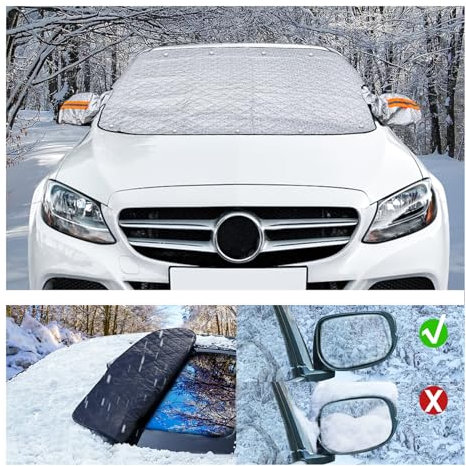 Copertura Parabrezza Auto,Copri Parabrezza Auto,con 9 Magneti Autocopertura Parabrezza per Auto Antighiaccio Contro Neve,Ghiaccio,Gelo,Polvere,Sole UV Adatto la Maggior Parte dei Veicoli-145CMx115CM