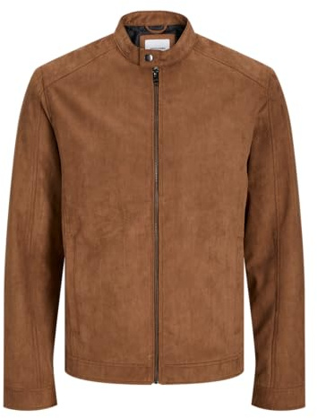 JACK&JONES PLUS JJEDYLAN CLEAN Faux Suede Jacket PLS Giacca in pelle scamosciata, cognac, 5XL, cognac, XXXXXL