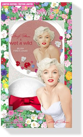 Wet n Wild Marilyn Monroe Icon Diamond Blush Powder, Puder-Rouge mit Seidig Schimmernden Perlen für Rosige Wangen, Inklusive Schwämmchen zum Auftragen, Rose