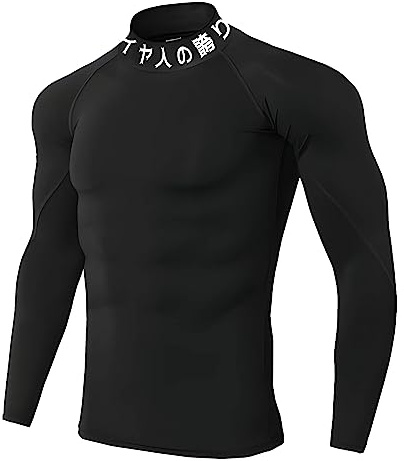 Maglietta a compressione da uomo con colletto alto | maglietta a compressione a collo alto | Sport, Fitness | Vegeta | Orgoglio dei Saiyan in giapponese, Nero , XL