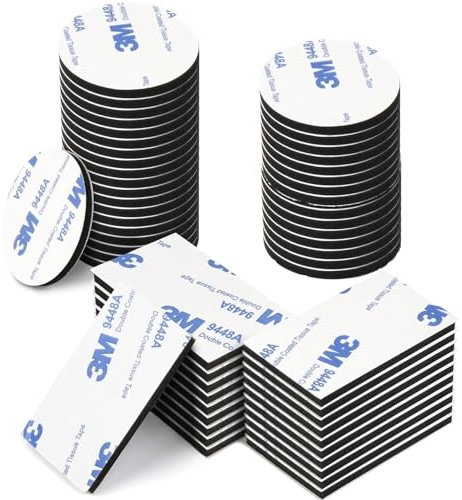 CANOPUS Almohadillas adhesivas negras de doble cara resistentes, 48 unidades (24 unidades de 50 mm x 30 mm + 24 piezas de 30 mm de diámetro) almohadillas de espuma 3M impermeables para pared,